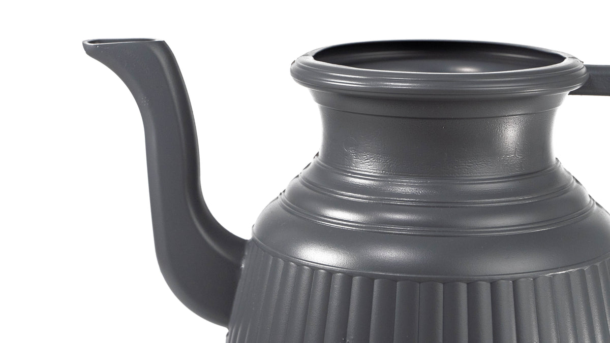 Close-up of Gray 2.25L Lota and Bodna toilet wash jug spout and opening