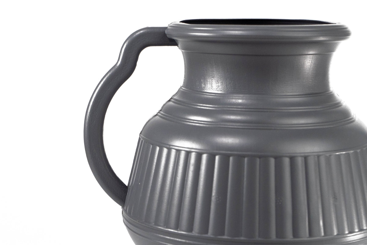Rear close-up of Gray 2.25L Lota and Bodna toilet wash jug showing handle and ribbed body
